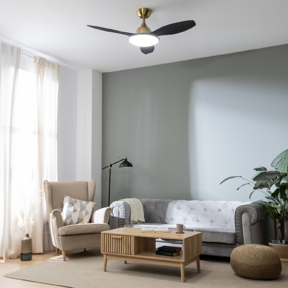 Takfläkt med belysning Cecotec EnergySilence 4800 Svart Gyllene 36 W finns hos Aktivcamping