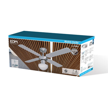 Takfläkt med belysning EDM 33801 Caribe Silvrig 50 W finns hos Aktivcamping