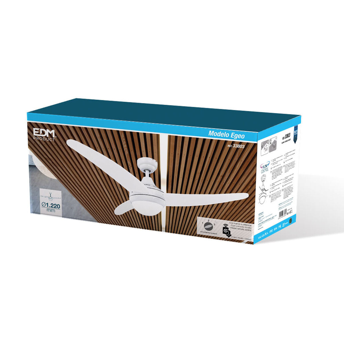 Takfläkt med belysning EDM 33803 Egeo Vit 60 W finns hos Aktivcamping