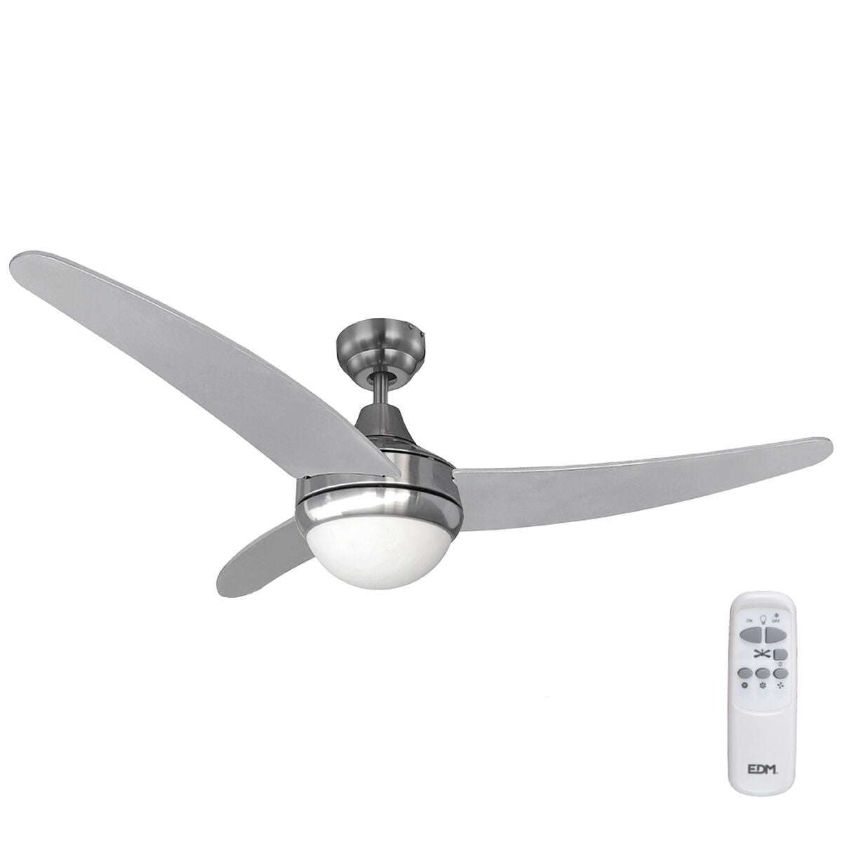 Takfläkt med belysning EDM 33804 Egeo Silvrig 60 W - finns hos Aktivcamping