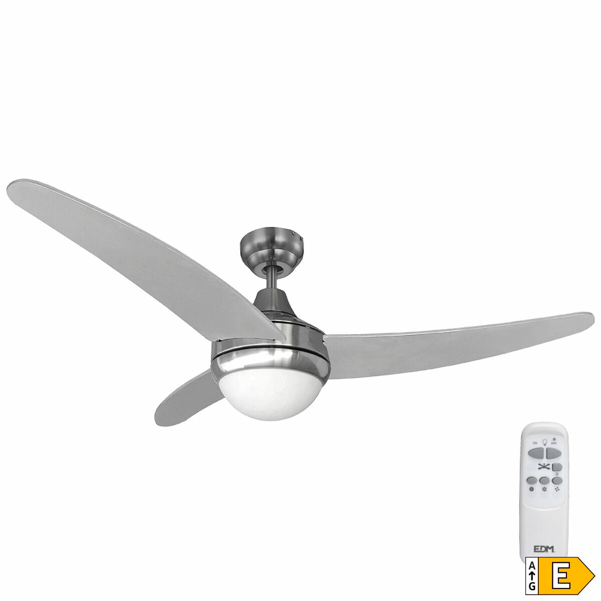 Takfläkt med belysning EDM 33804 Egeo Silvrig 60 W - finns hos Aktivcamping