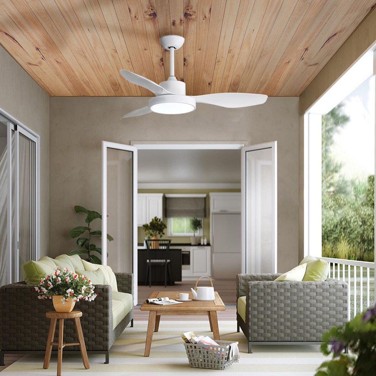 Takfläkt med belysning EDM 33817 Arctic Vit 24 W 38 W 2160 Lm finns hos Aktivcamping