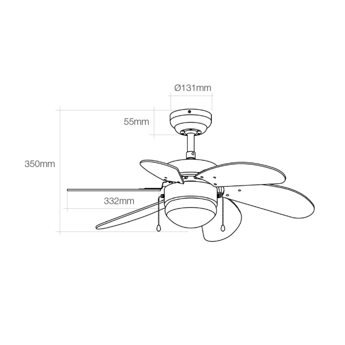 Takfläkt med belysning EDM 33984 Aral Wengue ickel 50 W - finns hos Aktivcamping