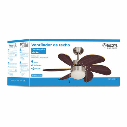 Takfläkt med belysning EDM 33984 Aral Wengue ickel 50 W - finns hos Aktivcamping