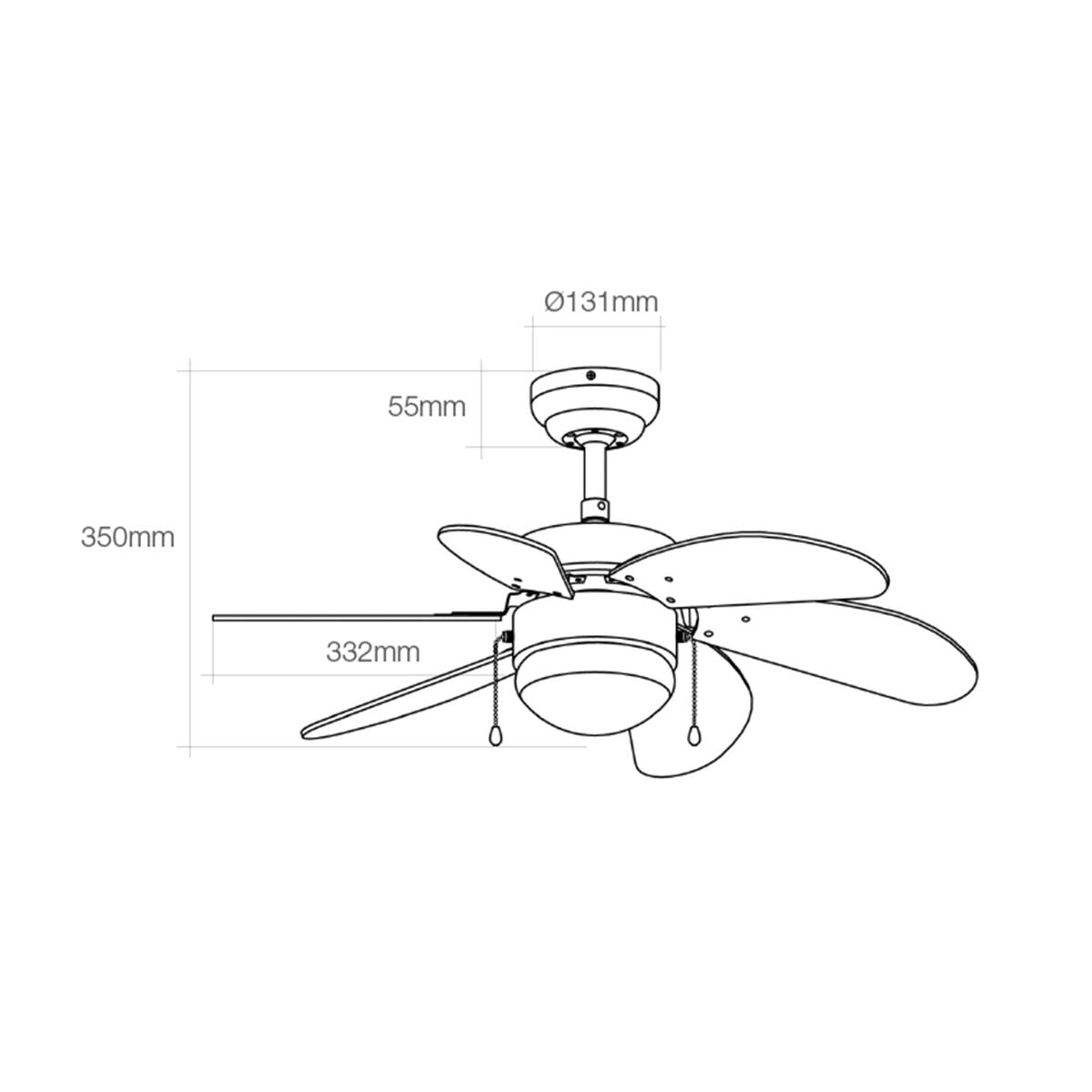Takfläkt med belysning EDM 33985 Aral Vit 50 W finns hos Aktivcamping
