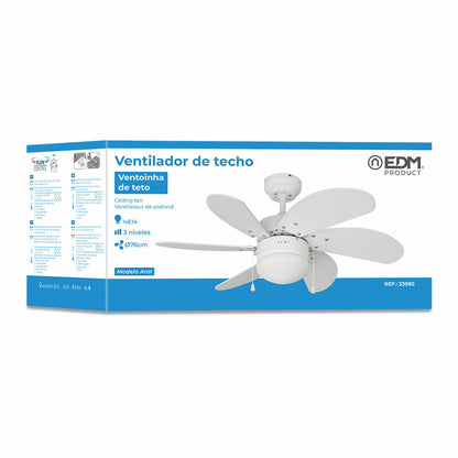 Takfläkt med belysning EDM 33985 Aral Vit 50 W finns hos Aktivcamping
