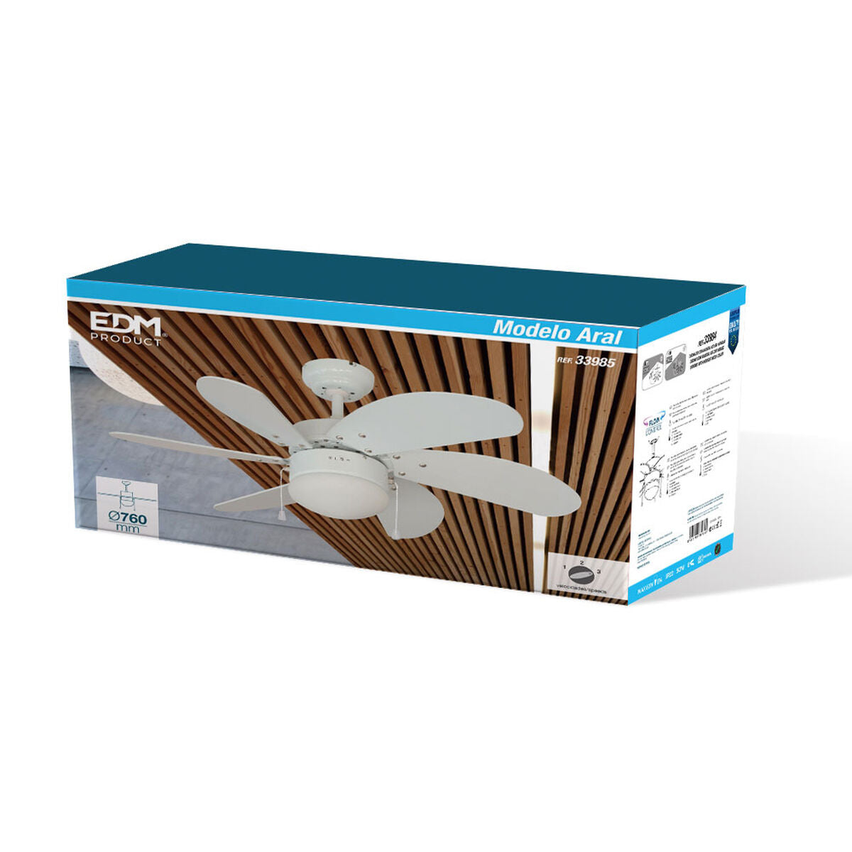 Takfläkt med belysning EDM 33985 Aral Vit 50 W finns hos Aktivcamping