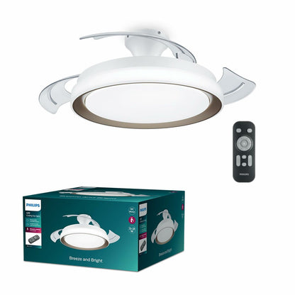 Takfläkt med belysning Philips 929004081801 Vit Gyllene (4000 K) (2700 K) finns hos Aktivcamping