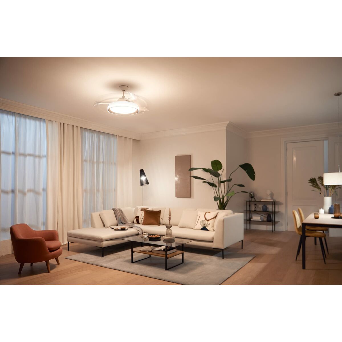 Takfläkt med belysning Philips Atlas Gyllene 35 W 28 W 4500 Lm (2700 K) finns hos Aktivcamping
