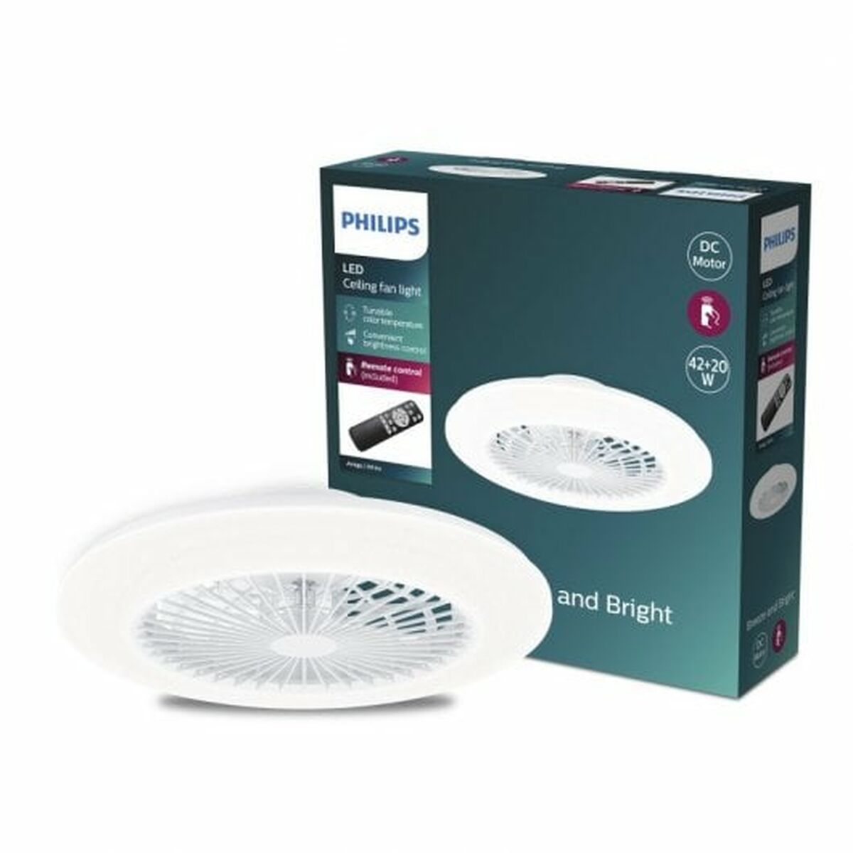 Takfläkt med belysning Philips Vit finns hos Aktivcamping
