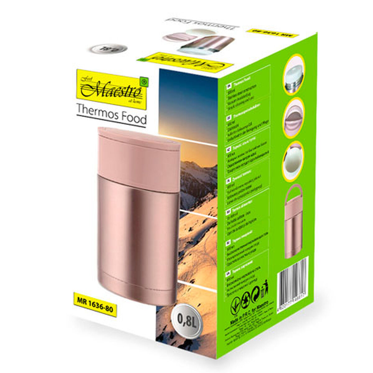Termos Feel Maestro MR-1636 Rosa Gyllene Rostfritt stål 800 ml finns hos Aktivcamping