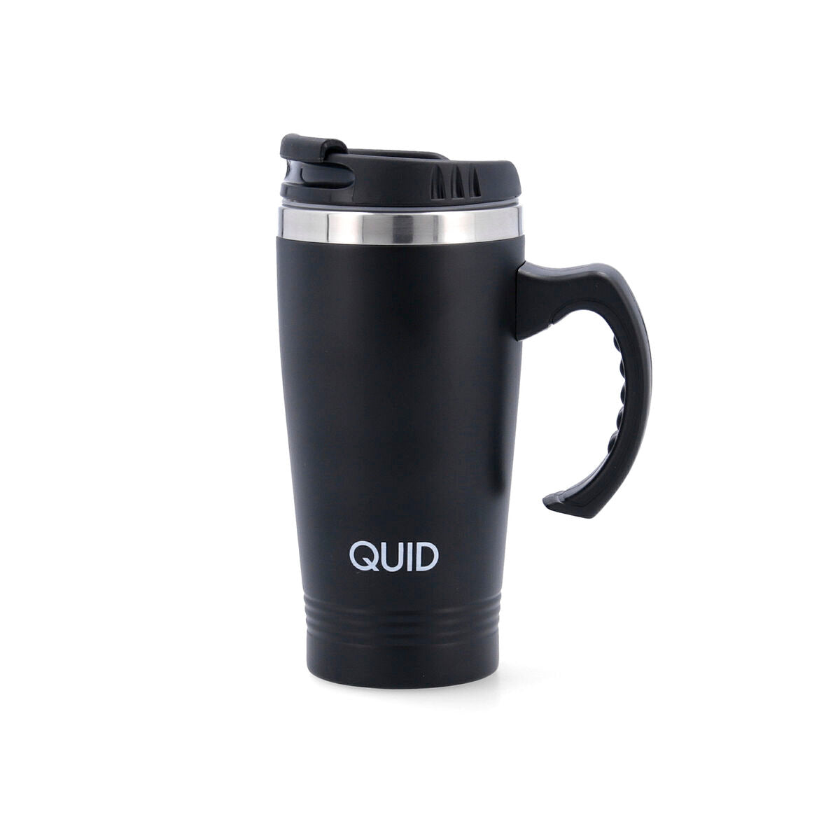 Termosmugg med lock Quid Cocco Med handtag Rostfritt stål Svart 450 ml finns hos Aktivcamping