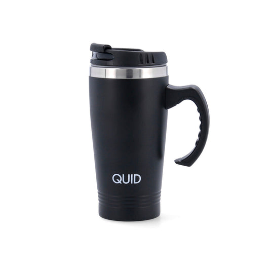 Termosmugg med lock Quid Cocco Med handtag Rostfritt stål Svart 450 ml finns hos Aktivcamping