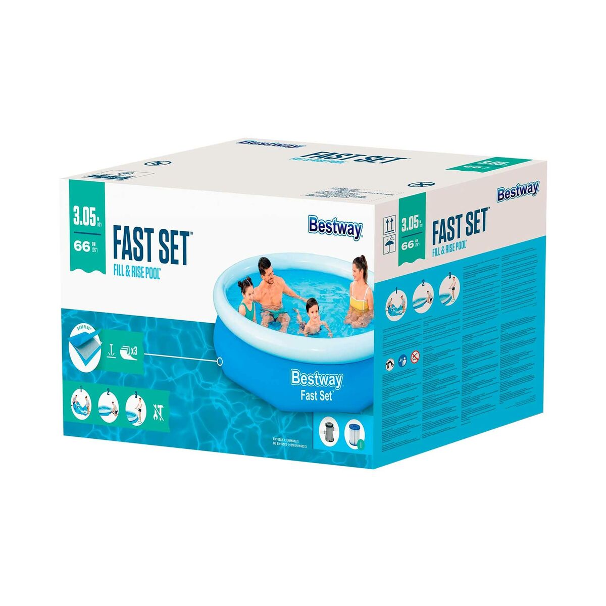 Uppblåsbar bassäng Bestway Blå 3200 L 305 x 66 cm - finns hos Aktivcamping