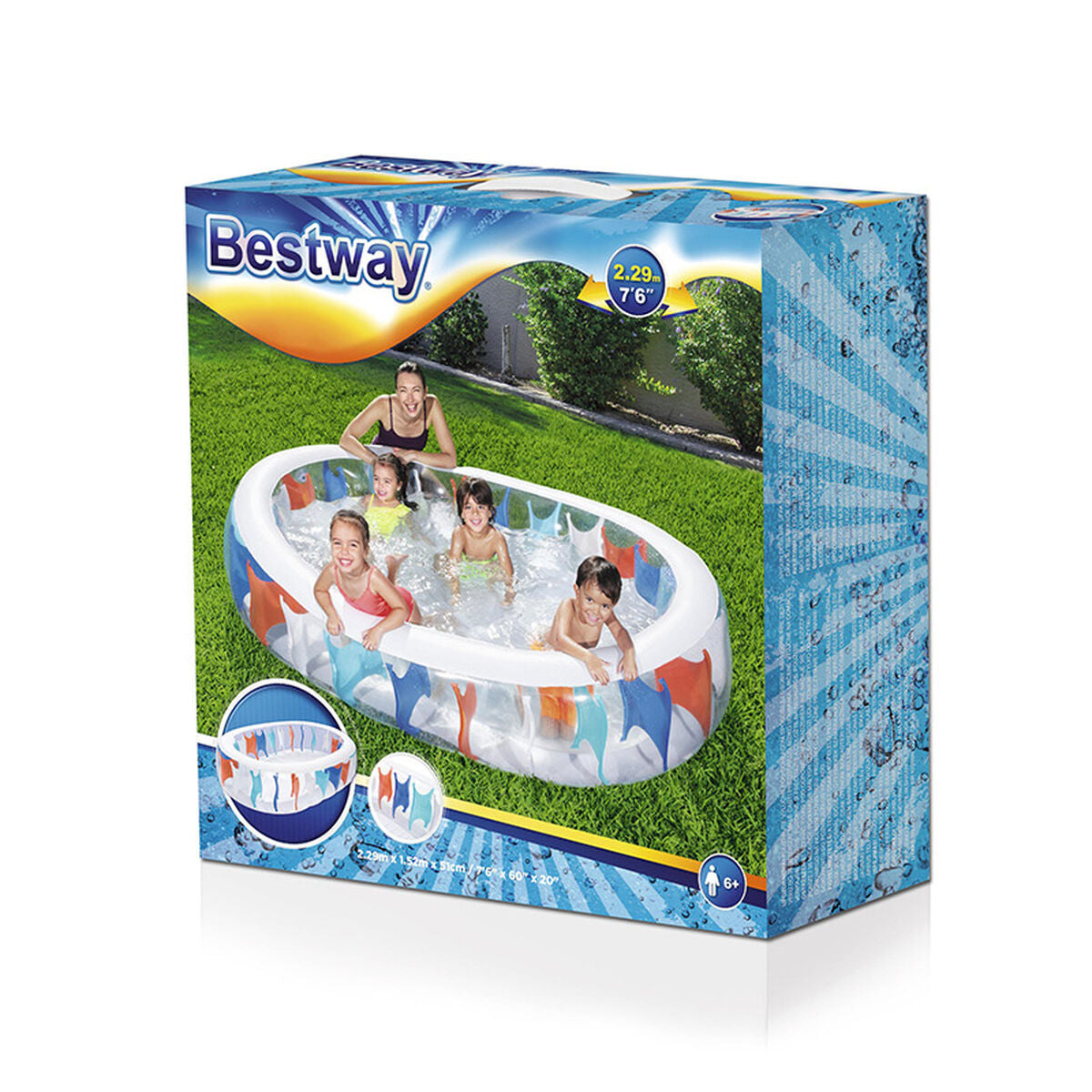 Uppblåsbar bassäng Bestway Multicolour 229 x 152 x 51 cm finns hos Aktivcamping