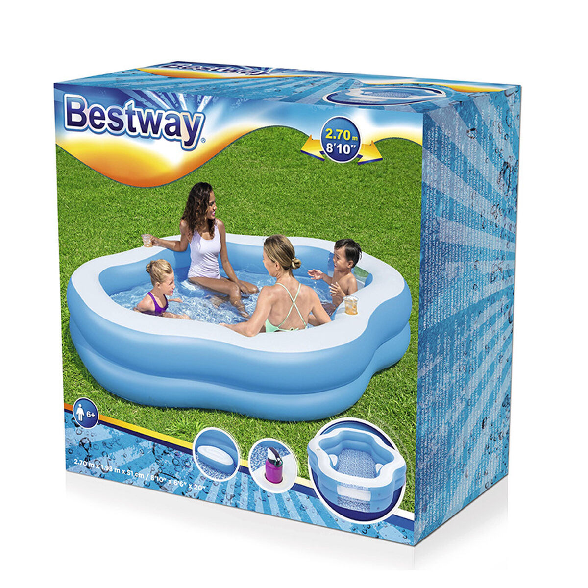 Uppblåsbar bassäng Bestway Multicolour 270 x 198 x 51 cm finns hos Aktivcamping