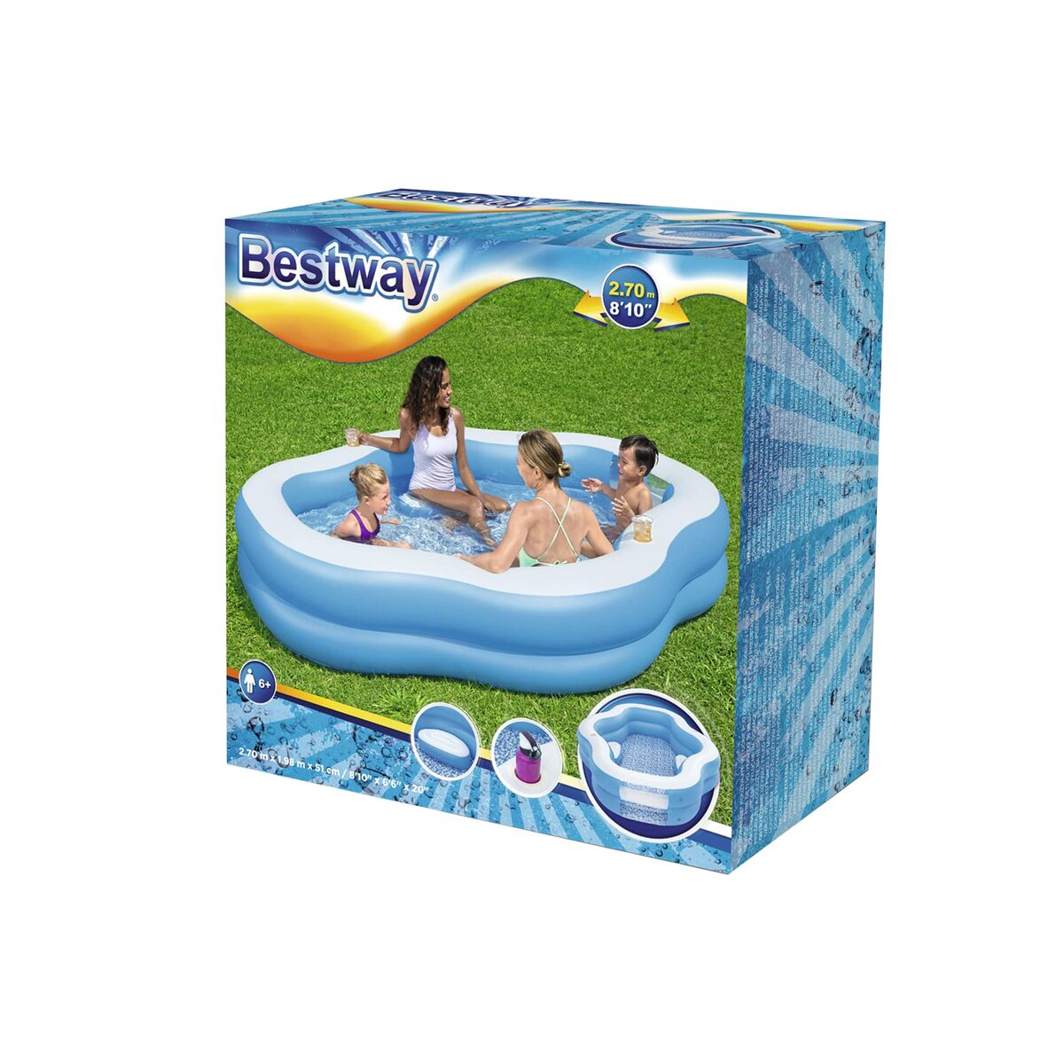 Uppblåsbar bassäng Bestway Multicolour 270 x 198 x 51 cm finns hos Aktivcamping