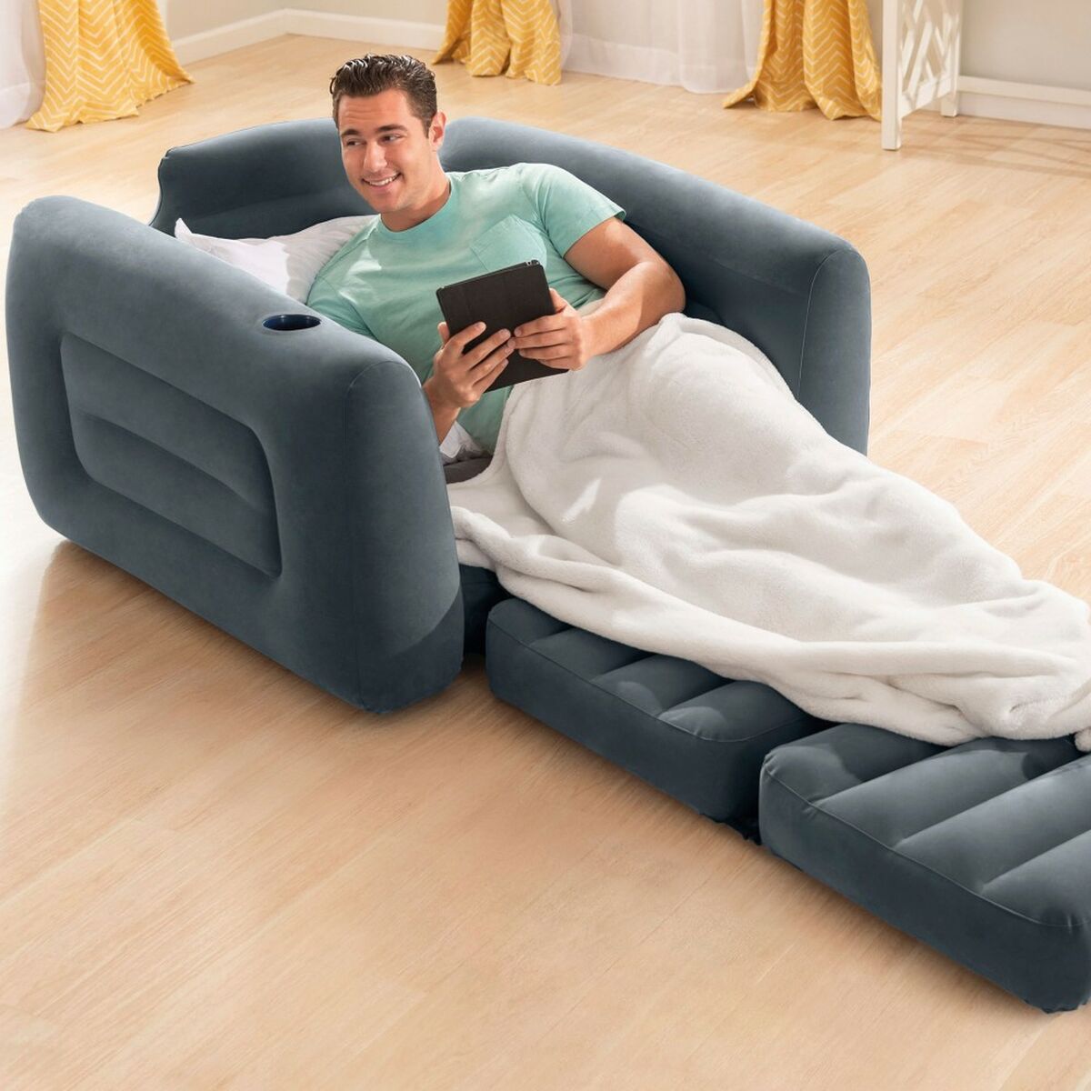 Uppblåsbar bäddsoffa Intex Pull-Out 177 x 66 x 224 cm Grå - finns hos Aktivcamping