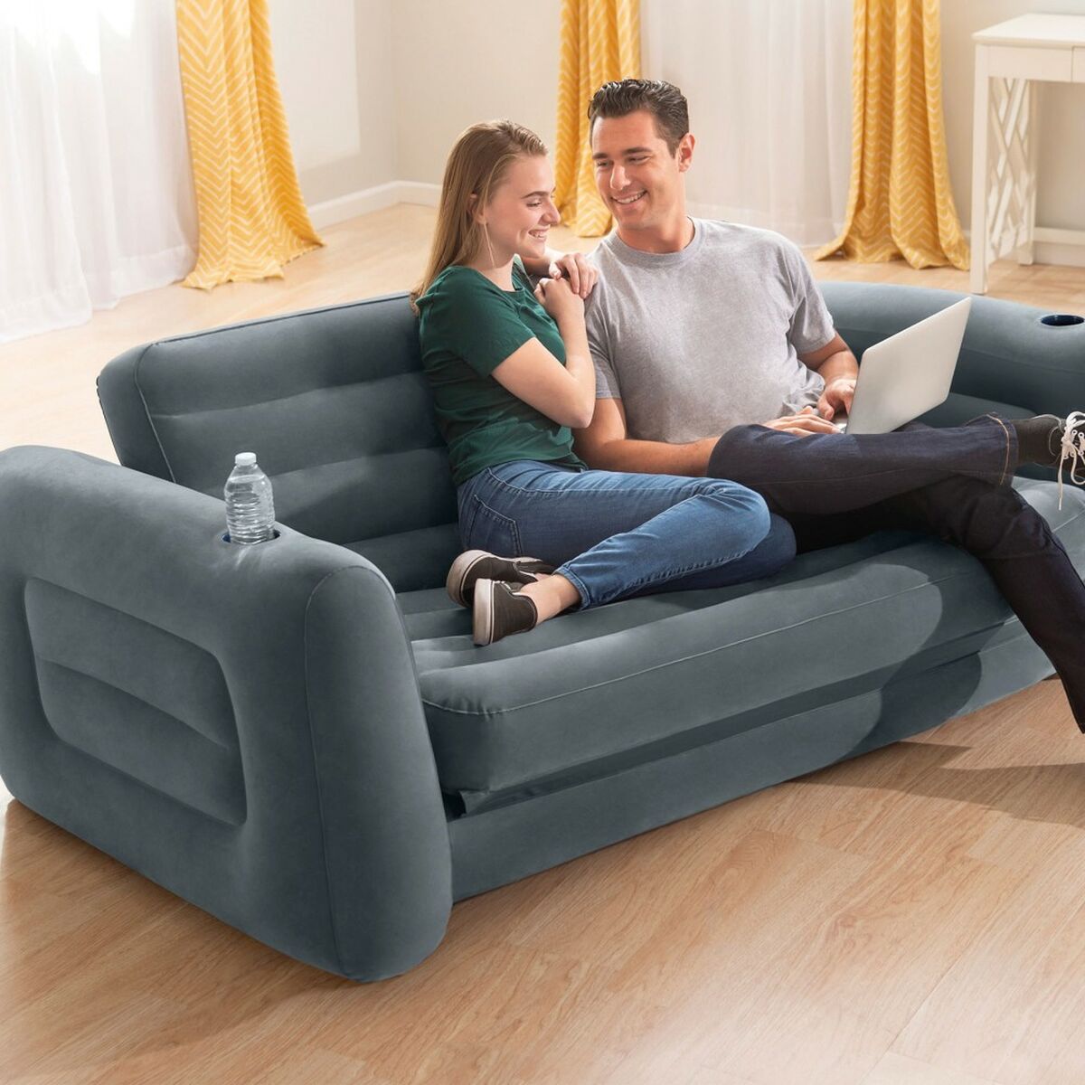Uppblåsbar bäddsoffa Intex Pull-Out 203 x 66 x 224 cm Grå - finns hos Aktivcamping