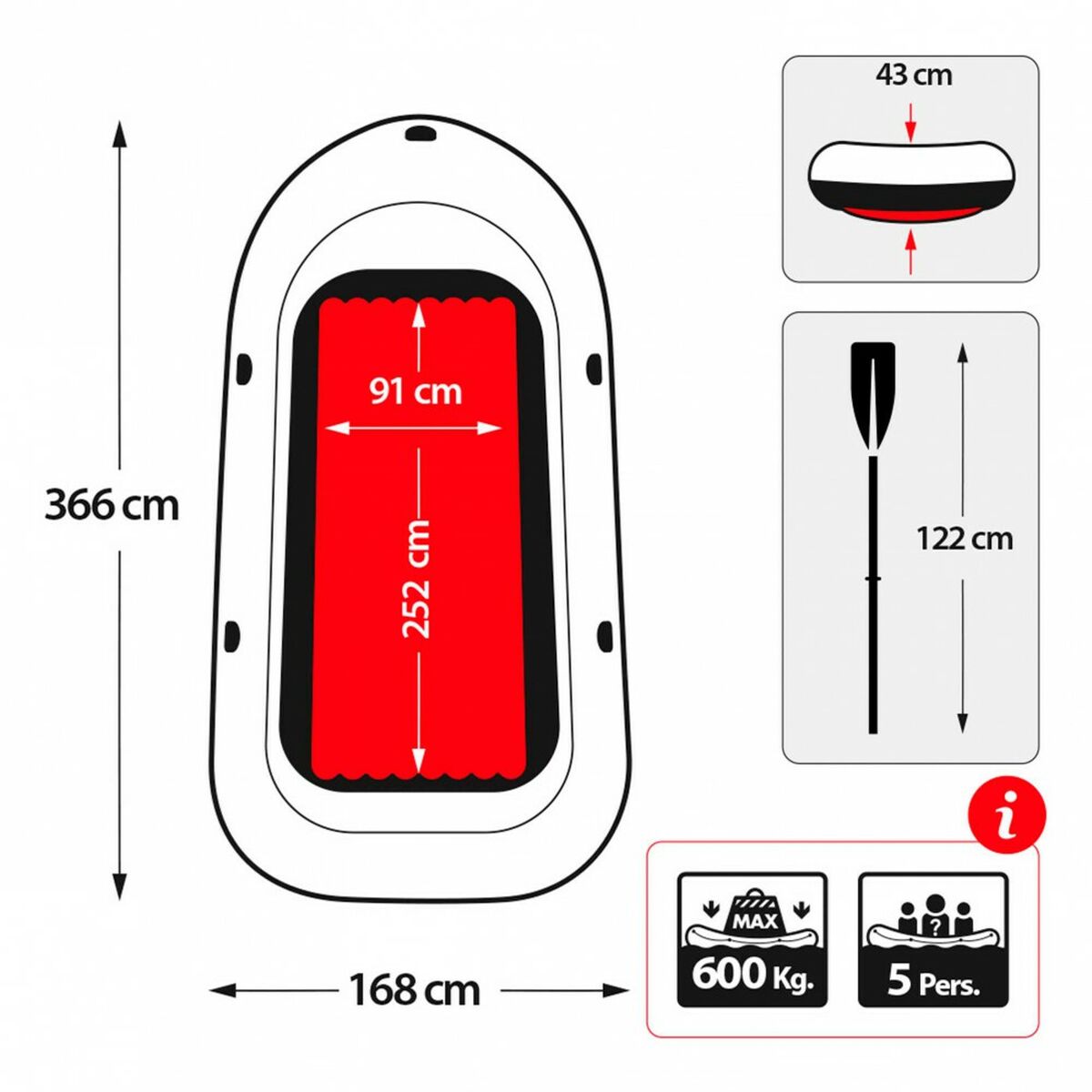 Uppblåsbar båt Intex Excursion 5 Blå Vit 366 x 43 x 168 cm - finns hos Aktivcamping