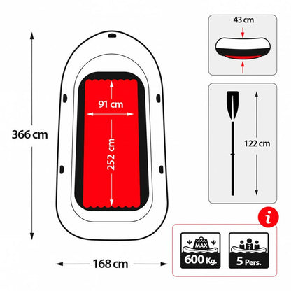 Uppblåsbar båt Intex Excursion 5 Blå Vit 366 x 43 x 168 cm - finns hos Aktivcamping