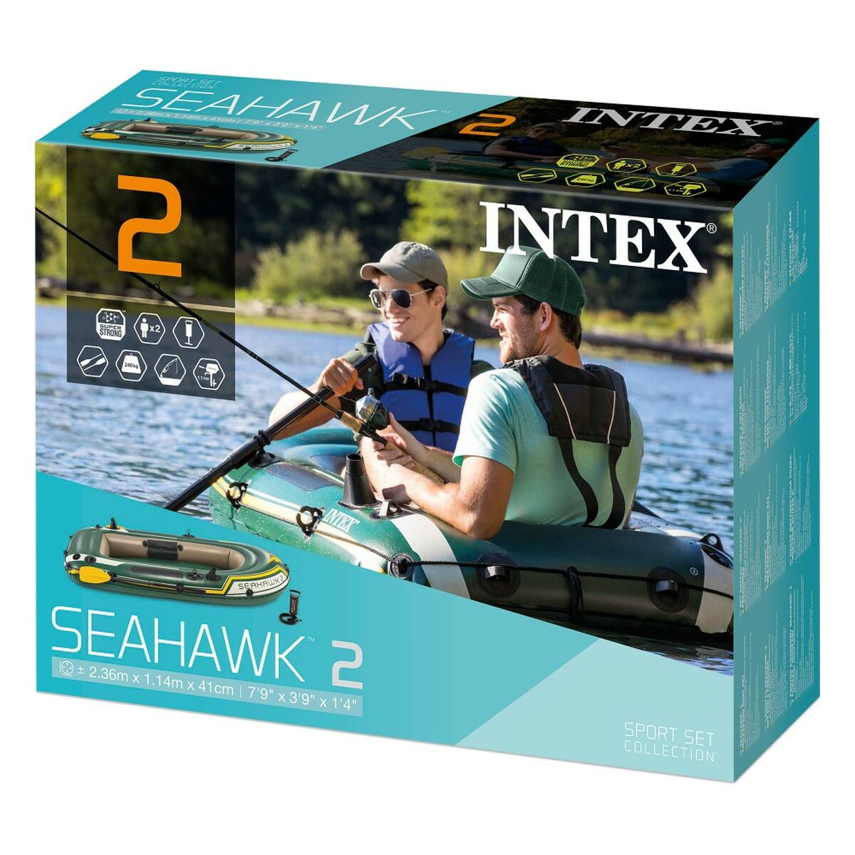 Uppblåsbar båt Intex Seahawk 2 Grön 236 x 41 x 114 cm finns hos Aktivcamping