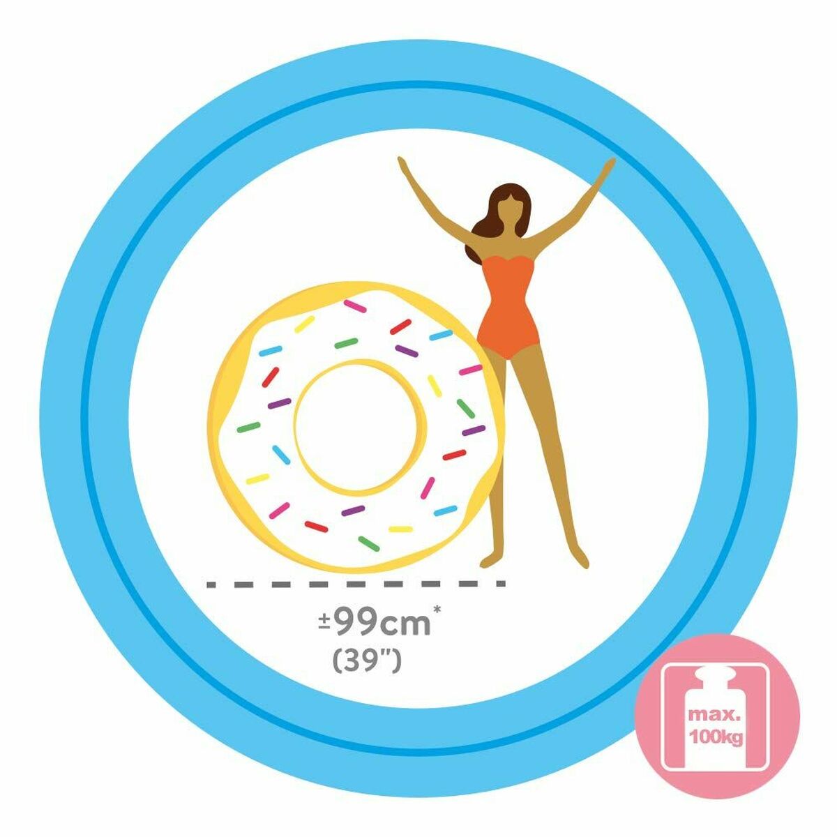 Uppblåsbar flytring Intex Donut Vit 99 x 25 cm finns hos Aktivcamping
