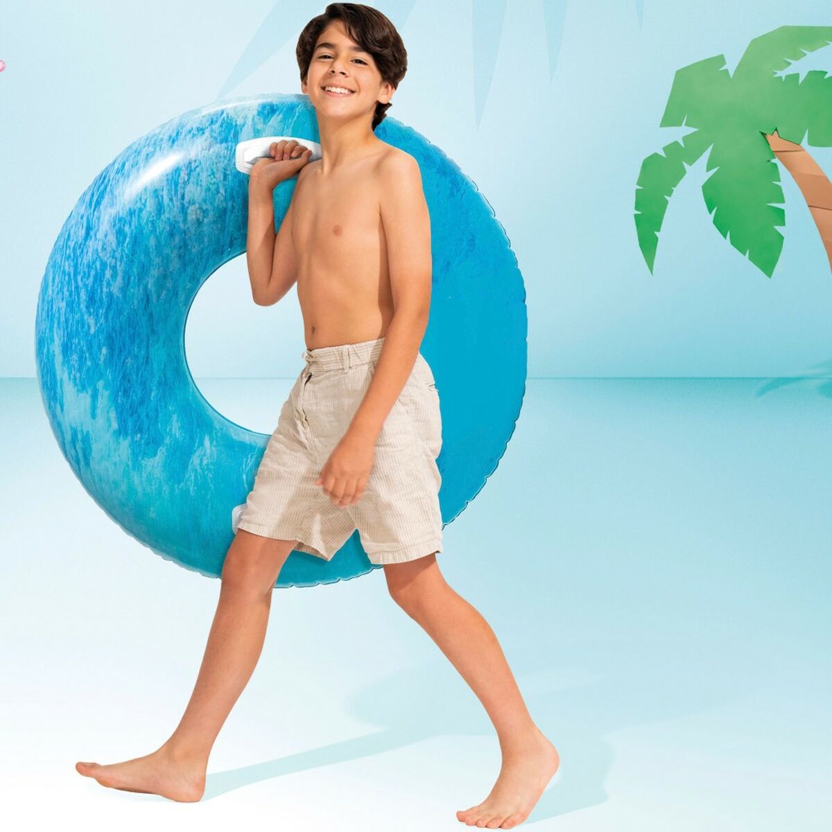 Uppblåsbar flytring Intex Med handtag Ø 91 cm Multicolour finns hos Aktivcamping