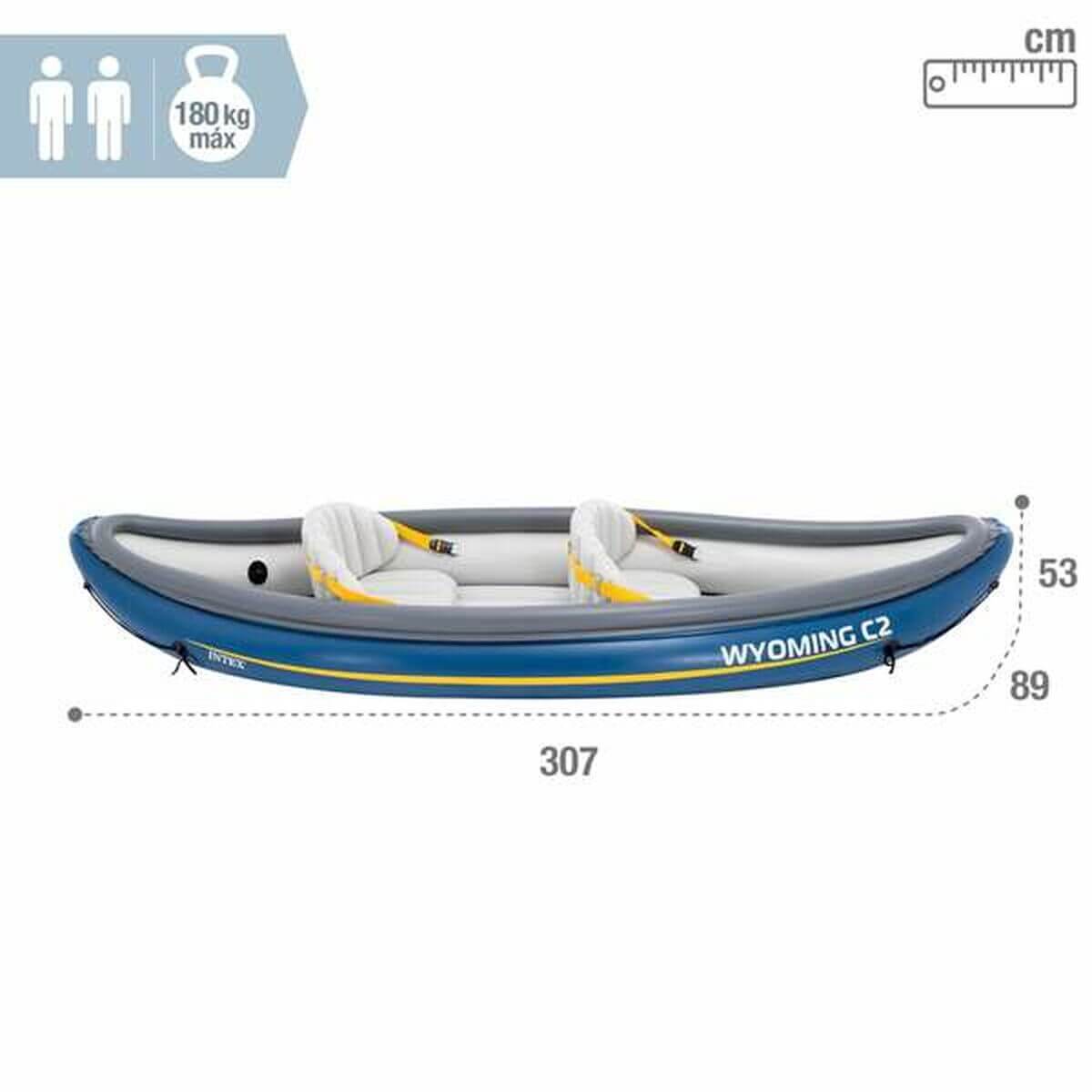 Uppblåsbar kanot Intex Wyoming C2 307 x 89 x 53 cm finns hos Aktivcamping