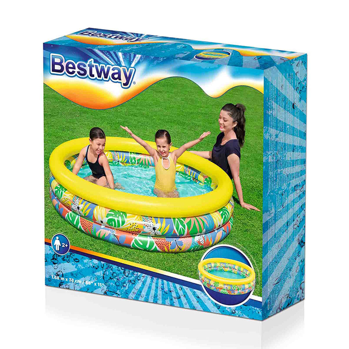 Uppblåsbar plaskpool för barn Bestway 168 x 38 cm finns hos Aktivcamping
