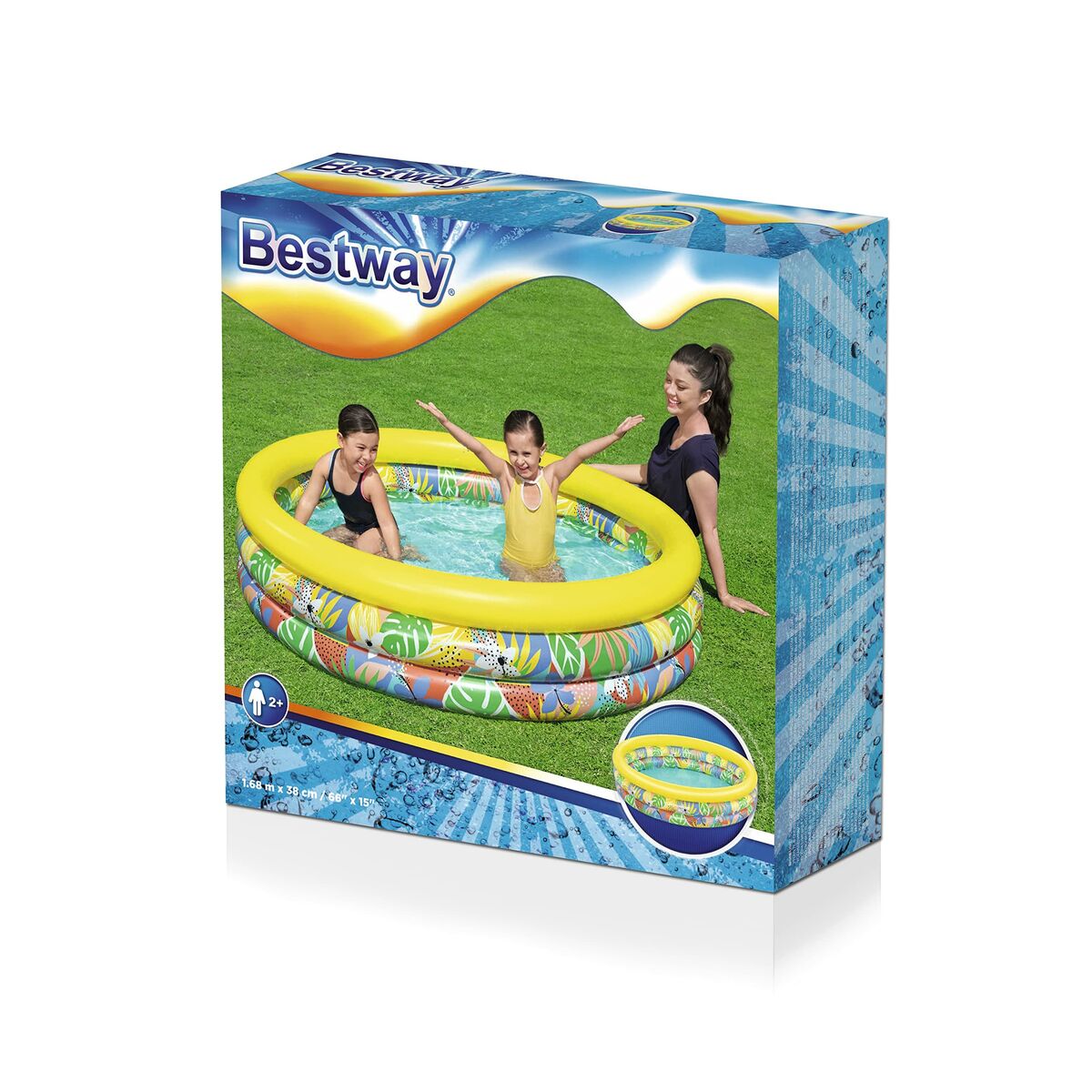 Uppblåsbar plaskpool för barn Bestway 168 x 38 cm finns hos Aktivcamping