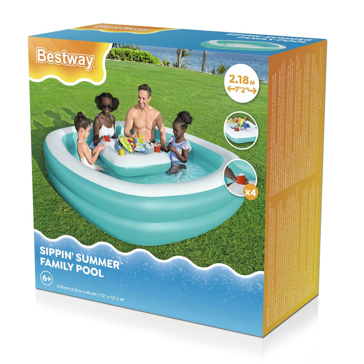 Uppblåsbar plaskpool för barn Bestway 218 x 48 x 218 cm finns hos Aktivcamping
