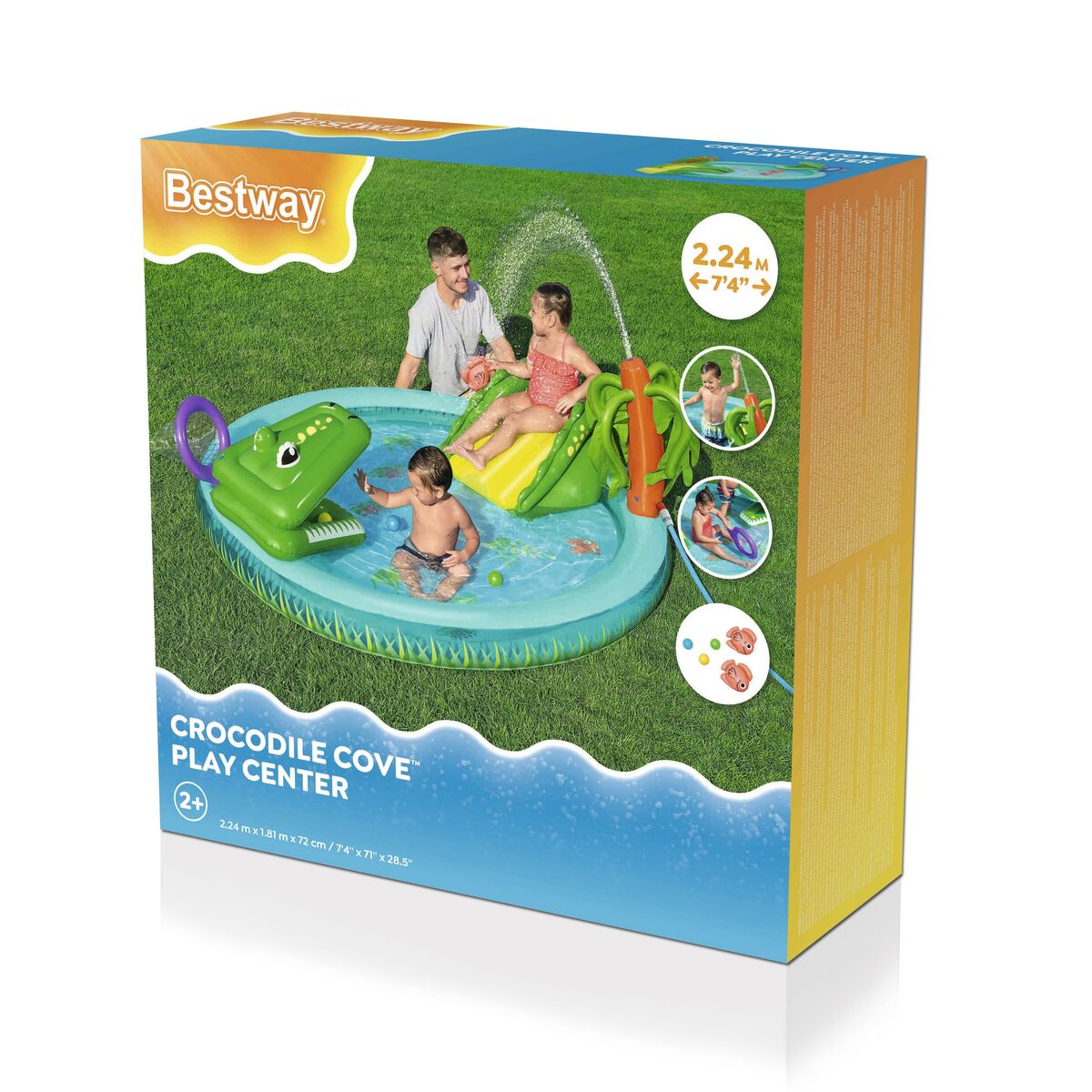 Uppblåsbar plaskpool för barn Bestway Crocodile Cove 224 x 181 x 72 cm finns hos Aktivcamping