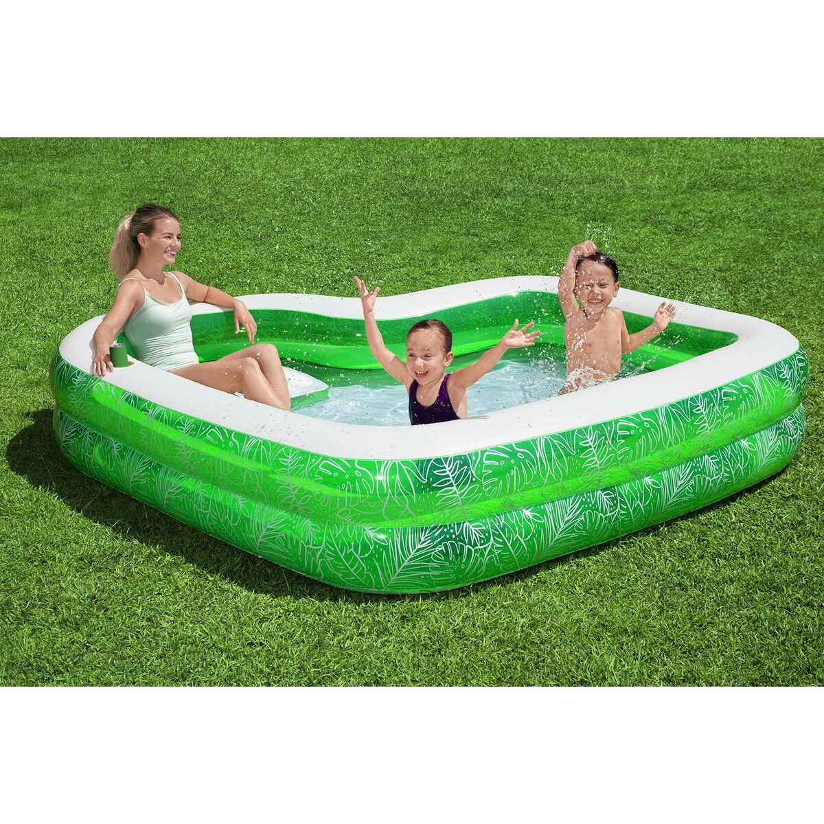 Uppblåsbar plaskpool för barn Bestway Grön Multicolour 231 x 231 x 51 cm finns hos Aktivcamping