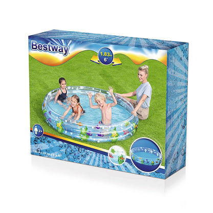 Uppblåsbar plaskpool för barn Bestway Havsblå 183 x 33 cm finns hos Aktivcamping