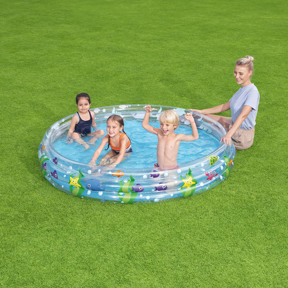 Uppblåsbar plaskpool för barn Bestway Havsblå 183 x 33 cm finns hos Aktivcamping