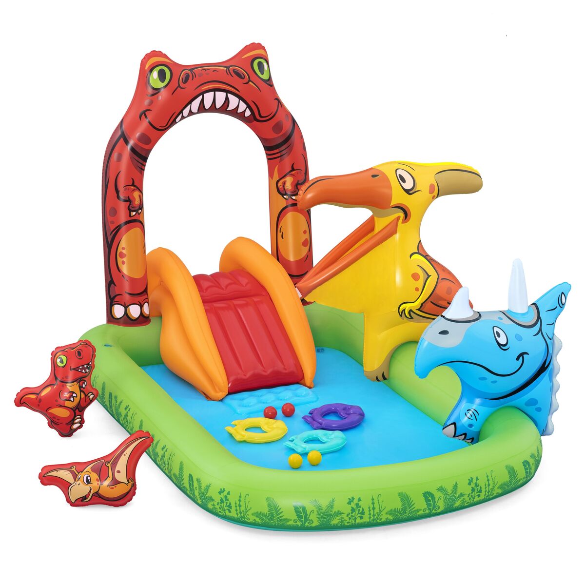 Uppblåsbar plaskpool för barn Bestway Jurassic Splash 240 x 140 x 137 cm finns hos Aktivcamping