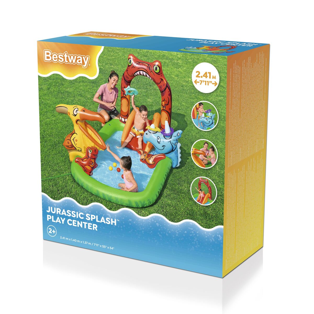 Uppblåsbar plaskpool för barn Bestway Jurassic Splash 240 x 140 x 137 cm finns hos Aktivcamping