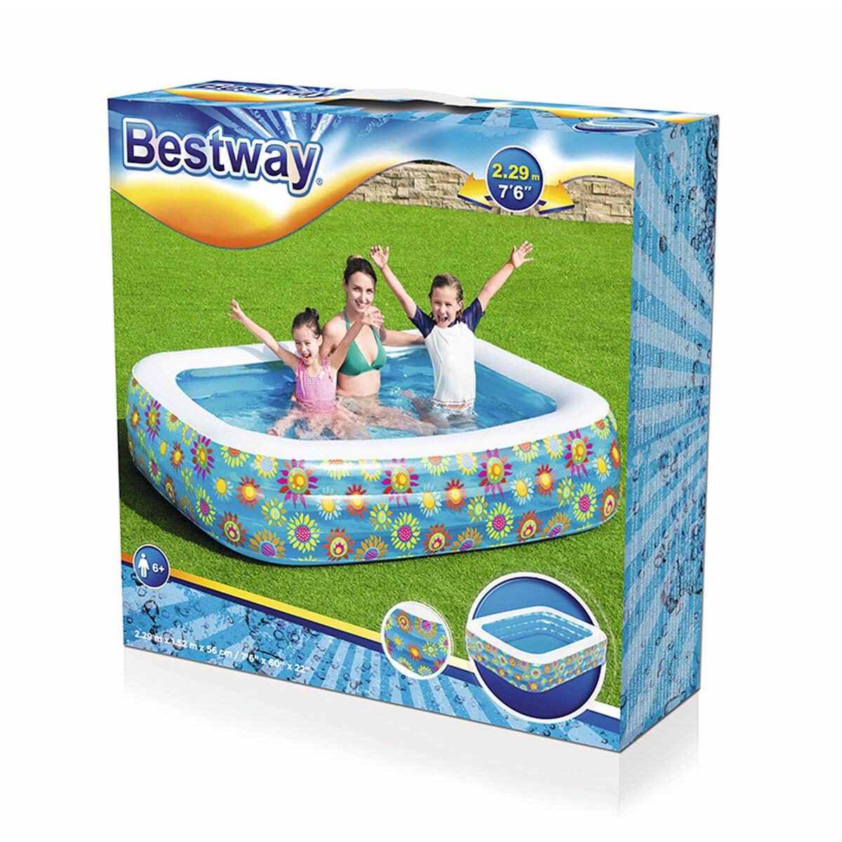 Uppblåsbar plaskpool för barn Bestway Multicolour 229 x 152 x 56 cm Blommig finns hos Aktivcamping