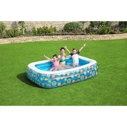 Uppblåsbar plaskpool för barn Bestway Multicolour 229 x 152 x 56 cm Blommig finns hos Aktivcamping