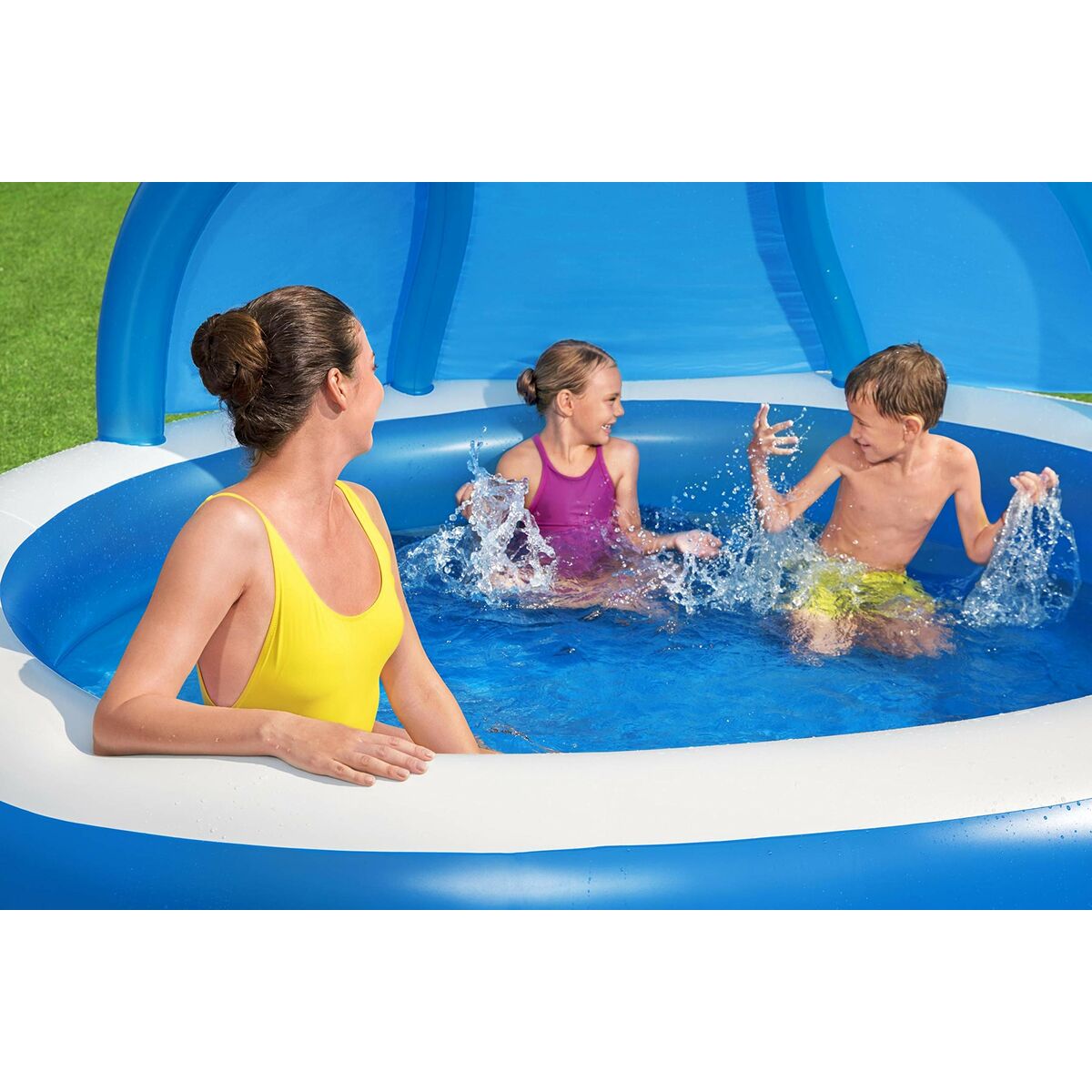 Uppblåsbar plaskpool för barn Bestway Multicolour 241 x 241 x 140 cm finns hos Aktivcamping