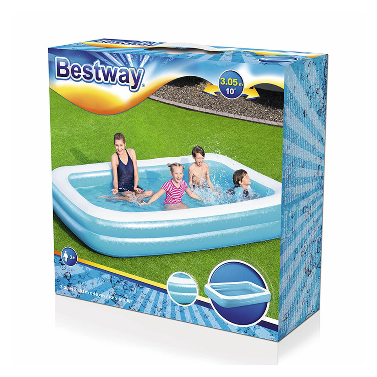 Uppblåsbar plaskpool för barn Bestway Multicolour 305 x 183 x 46 cm finns hos Aktivcamping