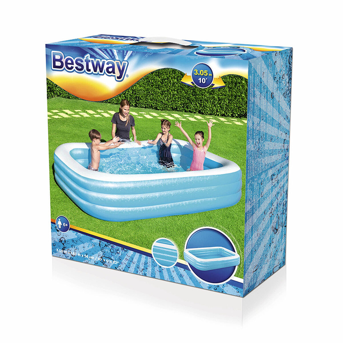 Uppblåsbar plaskpool för barn Bestway Multicolour 305 x 183 x 56 cm finns hos Aktivcamping