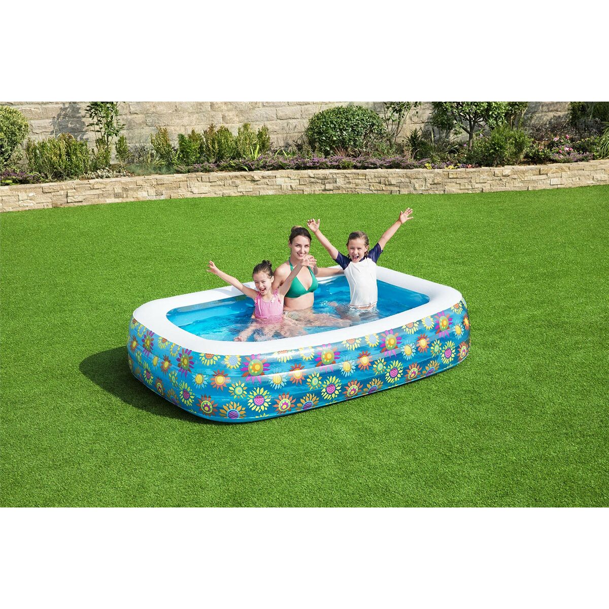 Uppblåsbar plaskpool för barn Bestway Multicolour 305 x 183 x 56 cm Blommig finns hos Aktivcamping