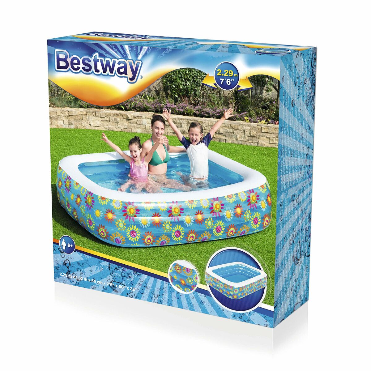 Uppblåsbar plaskpool för barn Bestway Multicolour 305 x 183 x 56 cm Blommig finns hos Aktivcamping