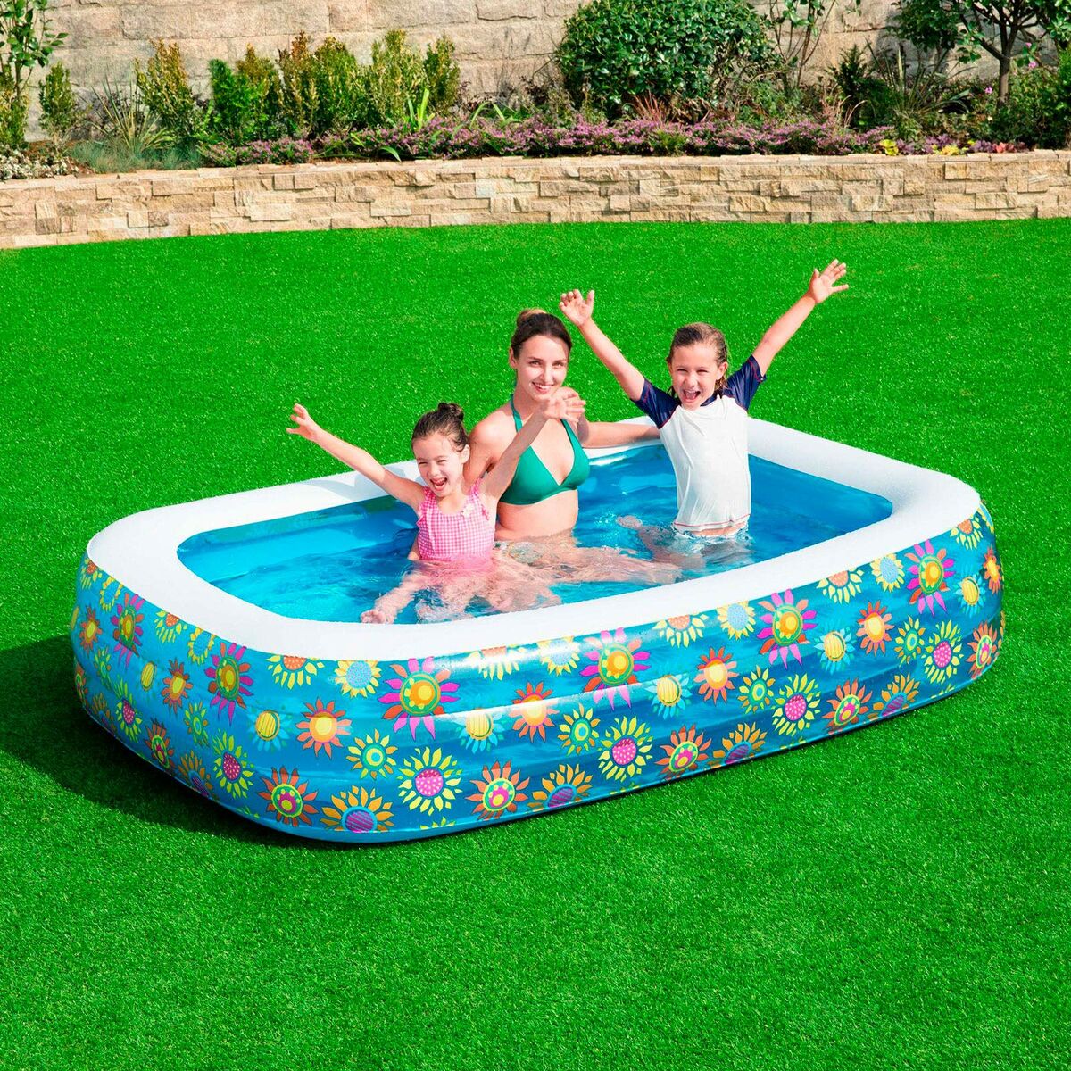 Uppblåsbar plaskpool för barn Bestway Multicolour 305 x 183 x 56 cm Blommig finns hos Aktivcamping