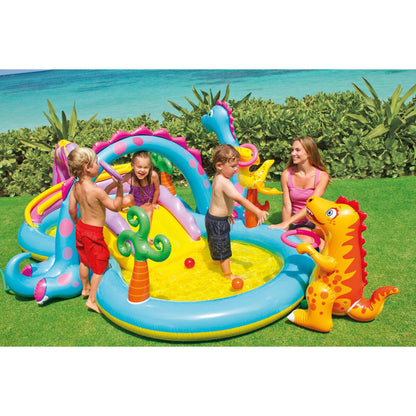 Uppblåsbar plaskpool för barn Intex Dinosaurier Lekplats 302 x 112 x 229 cm 280 L finns hos Aktivcamping