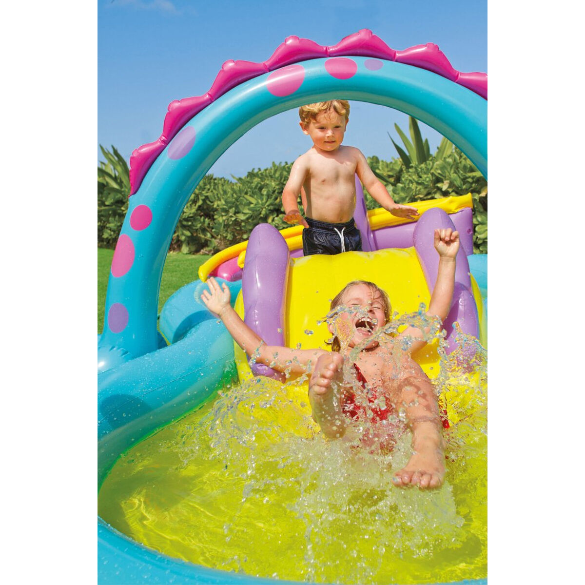 Uppblåsbar plaskpool för barn Intex Dinosaurier Lekplats 302 x 112 x 229 cm 280 L finns hos Aktivcamping