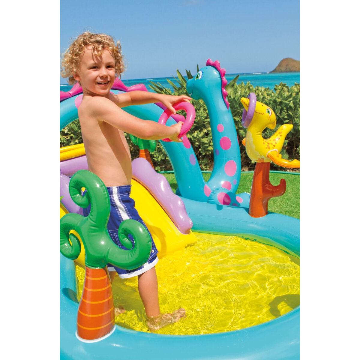 Uppblåsbar plaskpool för barn Intex Dinosaurier Lekplats 302 x 112 x 229 cm 280 L finns hos Aktivcamping