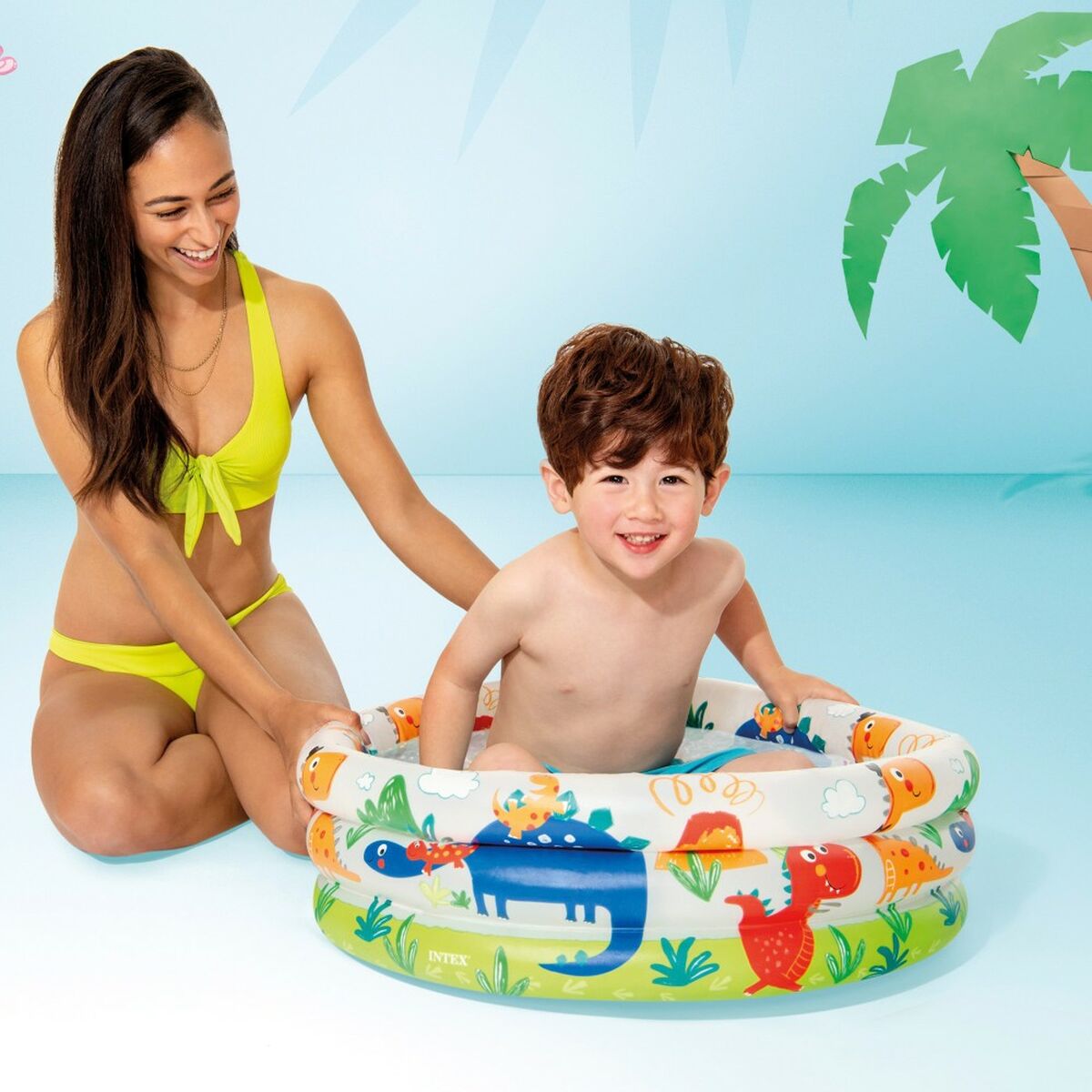 Uppblåsbar plaskpool för barn Intex Dinosaurier Ringar 28 L 33 L 61 x 22 x 61 cm (12 antal) finns hos Aktivcamping